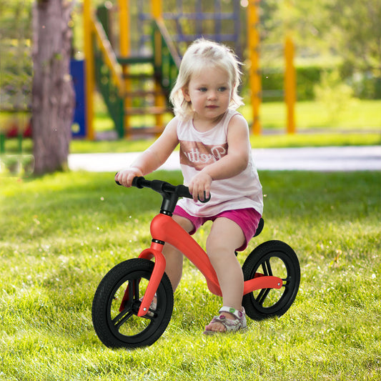 AIYAPLAY 12" Kids Balance Bike, Lightweight Training Bike for Children No Pedal with Adjustable Seat, Rubber Wheels - Red