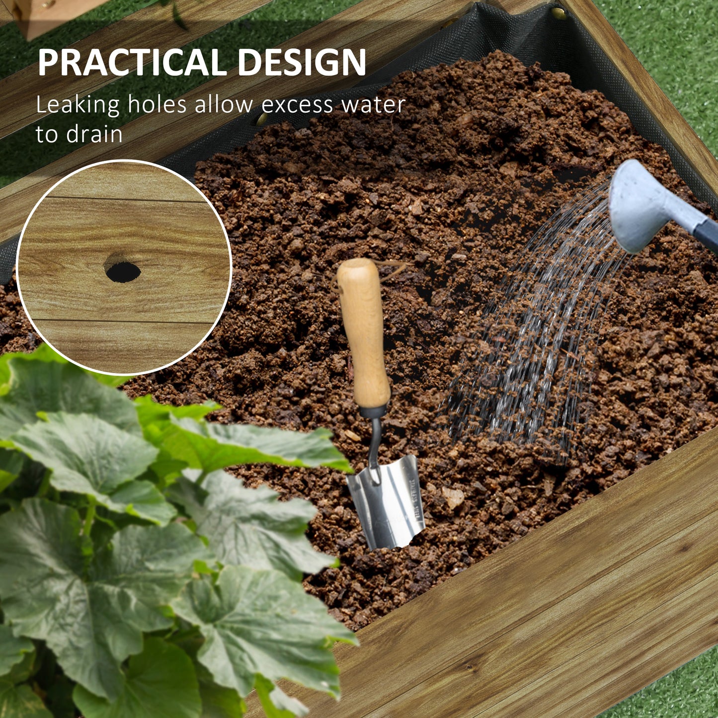 Outsunny Wooden Garden Raised Bed with Trellis, Planter Box with 4 Wheels for Climbing Plants, 76x30x155cm, Natural