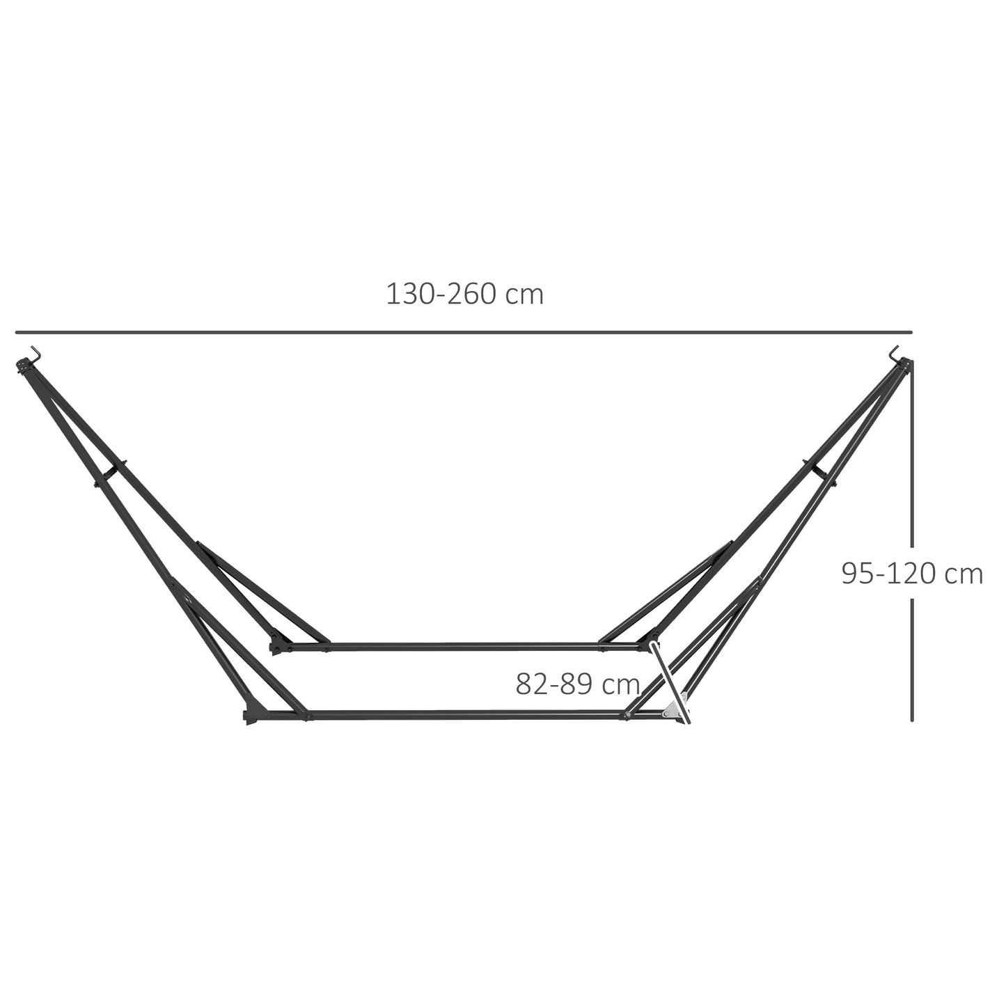 Outsunny Foldable Hammock Stand Portable With Metal Frame, 2 in 1 Net Support, Chair Stand With Carry Bag, Load Capacity 120kg - Black