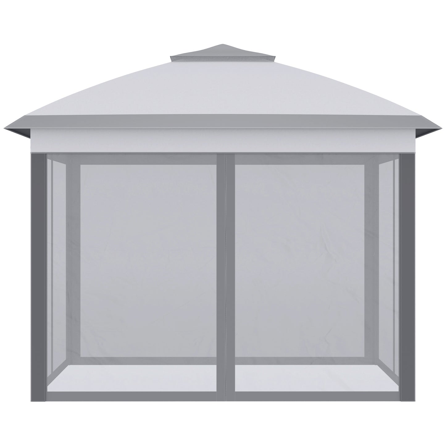Outsunny 11' x 11' Pop Up Canopy, Double Roof Foldable Canopy Tent with Zippered Mesh Sidewalls, Height Adjustable and Carrying Bag, Event Tent Gray