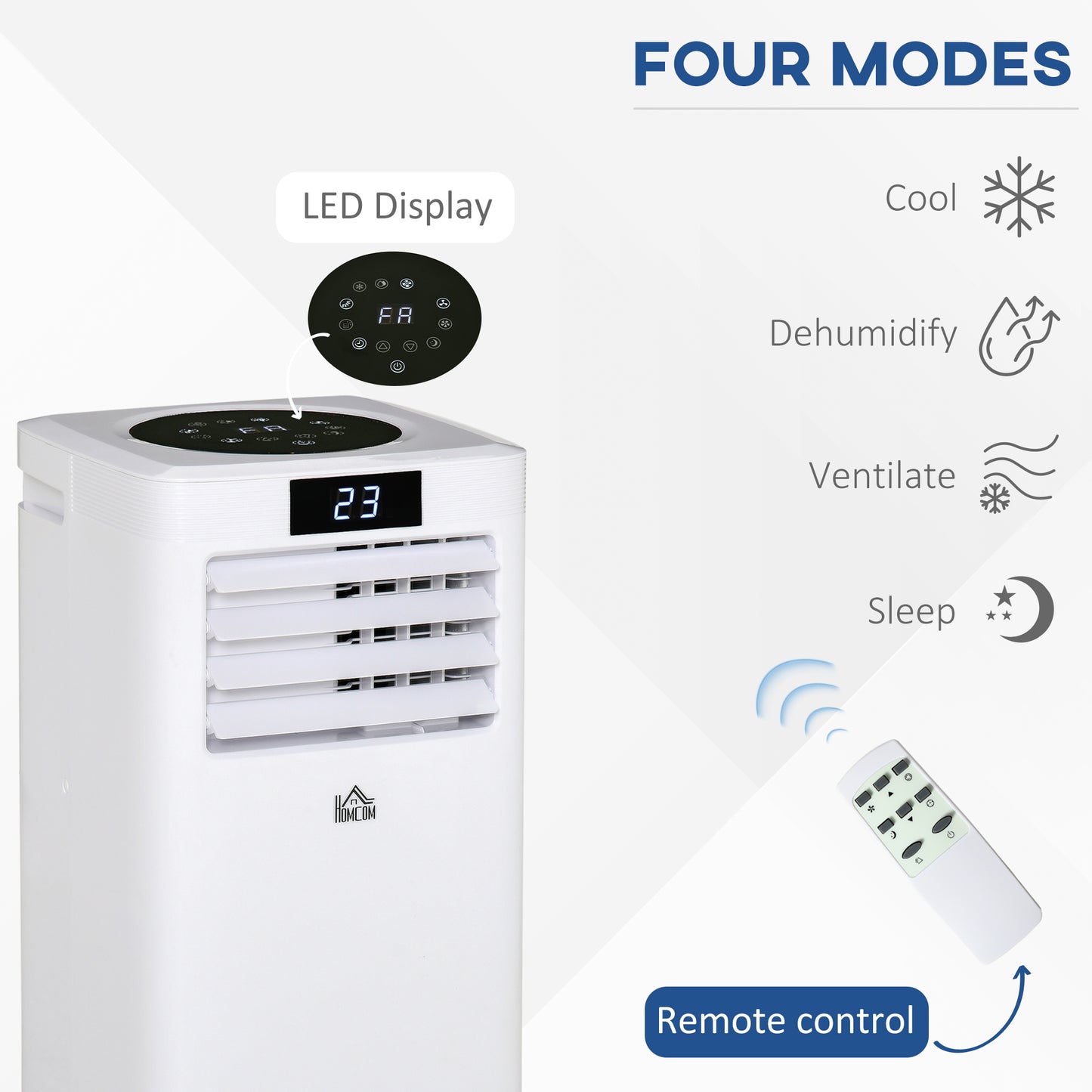 Air Conditioner Portable AC Unit for Cooling Dehumidifying Ventilating with Remote Controller, LED Display, Timer, for Bedroom, White 10000 BTU