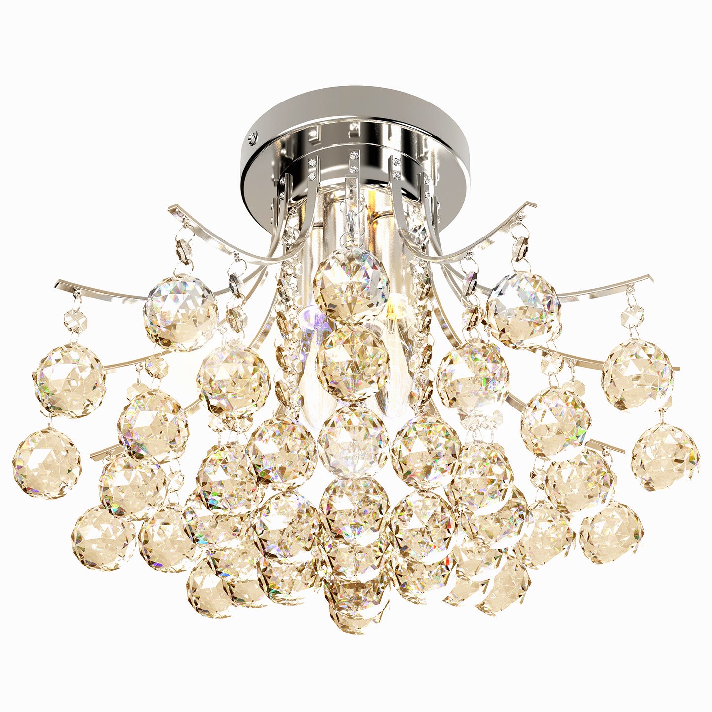 3 Lights Modern Style Ceiling Chandelier Pendant Crystal Light w/ Transparent K9 Crystal Droplets D40 X 28H (CM)