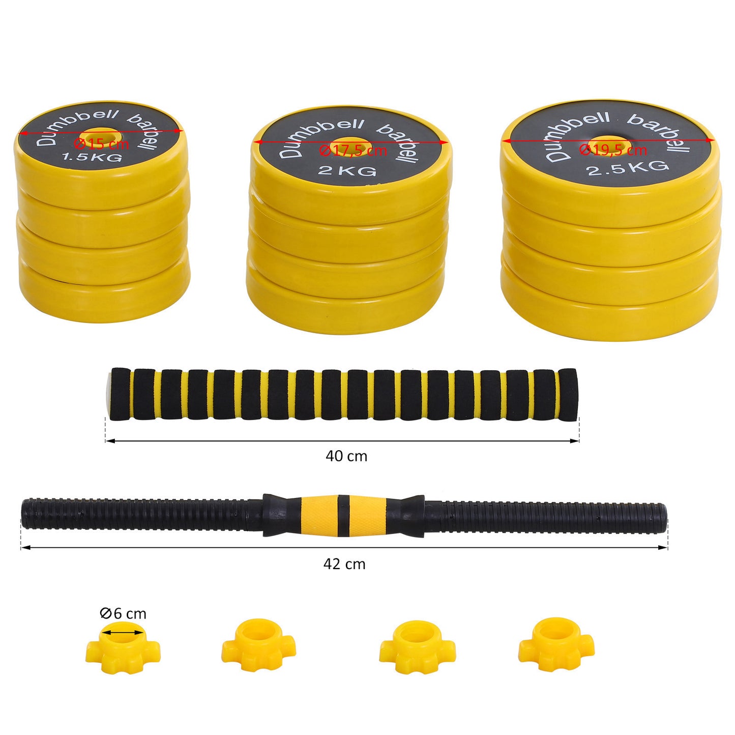 25KGS Dumbbell & Barbell Adjustable Set Plate Bar Clamp Rod Home Gym Sports Area Exercise Ergonomic