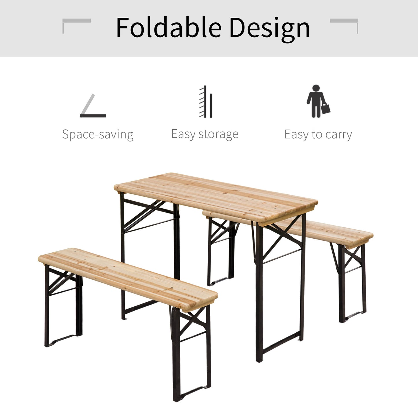 Outsunny Picnic Wooden Table And Bench Dining Set