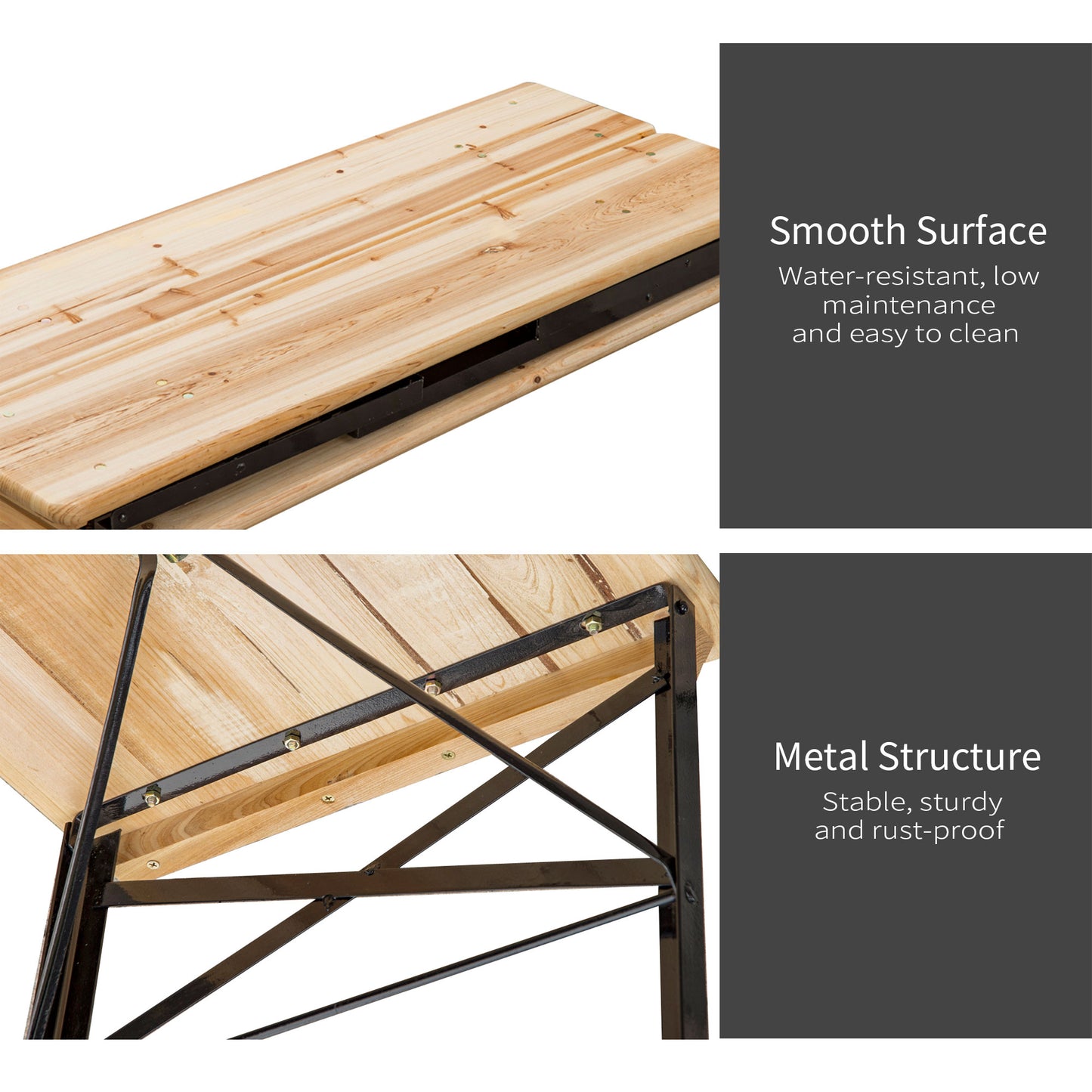Outsunny Picnic Wooden Table And Bench Dining Set