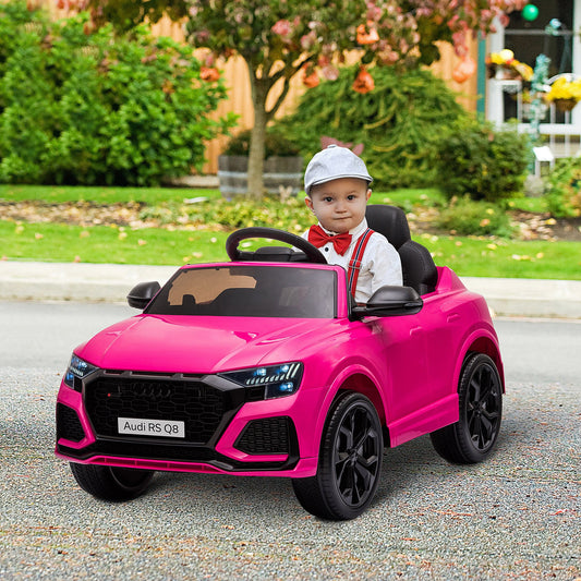 6V Battery-powered Kids Electric Ride On Car Audi RS Q8 Toy with Parental Remote Control Music Lights USB MP3 Bluetooth Pink