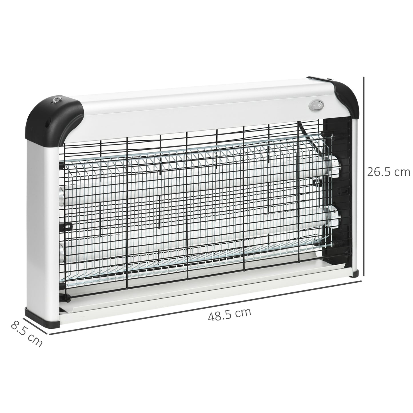 Outsunny Free Standing Wall Hanging 30W Electric Fly Mosquito Killer 60m2 Coverage Electric Fly Zapper, Bug Zapper, Insect Killer Silver