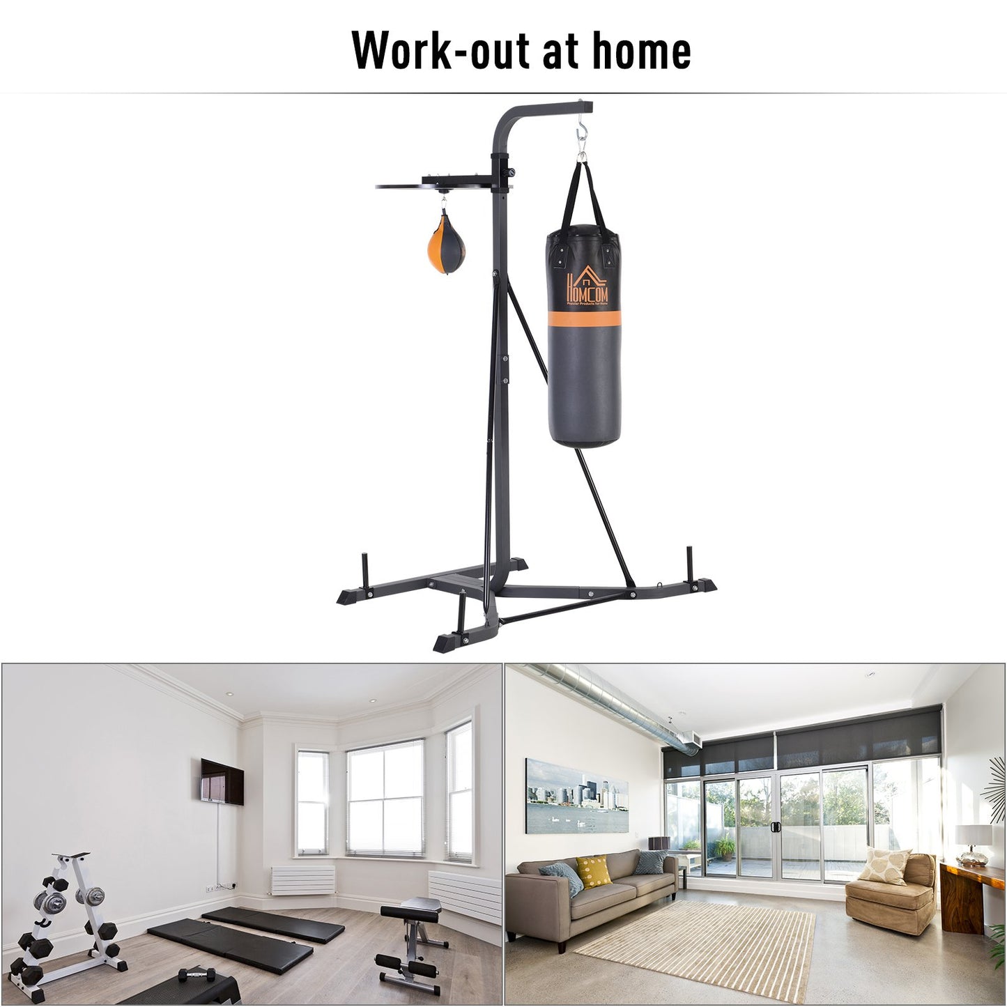 Freestanding Duo Punch Training Punchbag Sandbag Adjustable Height Home Agility Training Steel Frame
