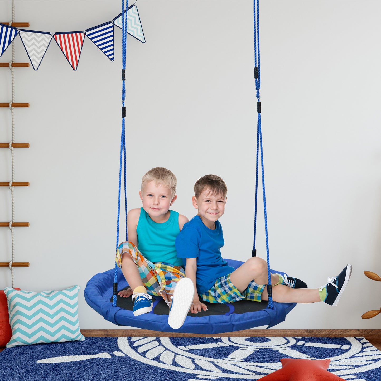 Kids Round Tree Swing 100cm-Blue
