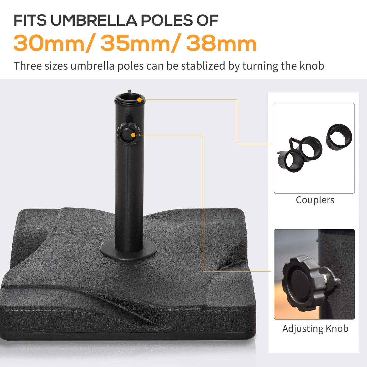 Outsunny Square Cement Parasol Base Umbrella Weight Stand Black