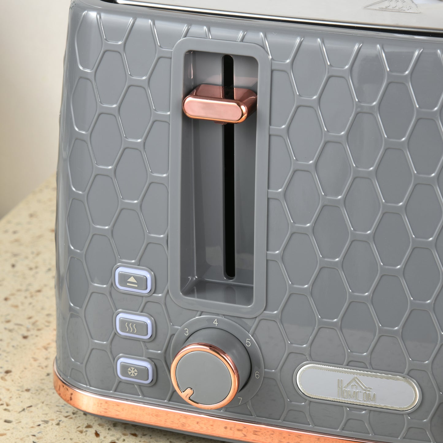 3000W 1.7L Fast Boil Kettle & 4 Slice Toaster Set, Kettle and Toaster Set with 7 Browning Controls, Crumb Tray, Grey