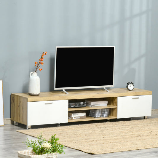 Modern TV Unit, TV Cabinet for TVs up to 90 Inches, Entertainment Centre with Drawer Shelf for Living Room, Bedroom, Oak and White