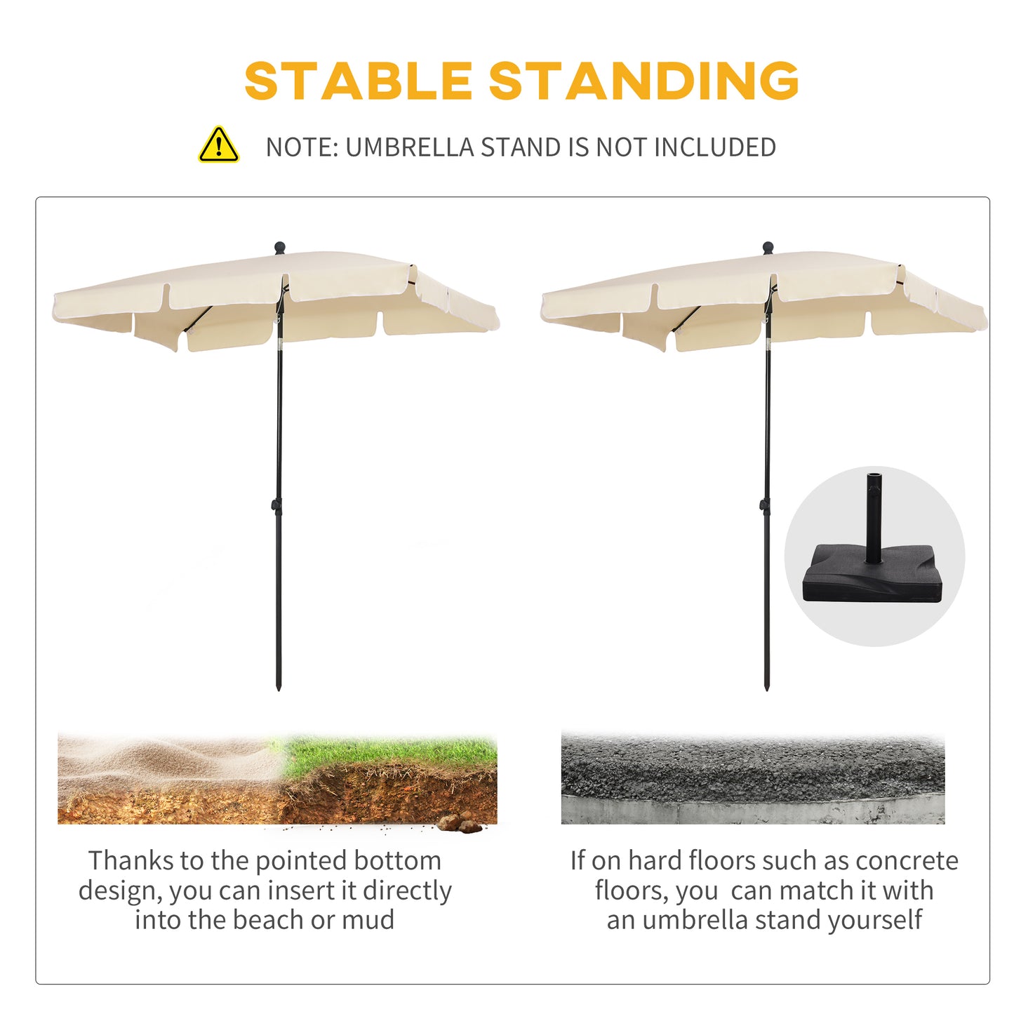 Outsunny Aluminium Sun Umbrella Parasol Patio Garden Rectangular Tilt 2M x 1.25M Beige / Green