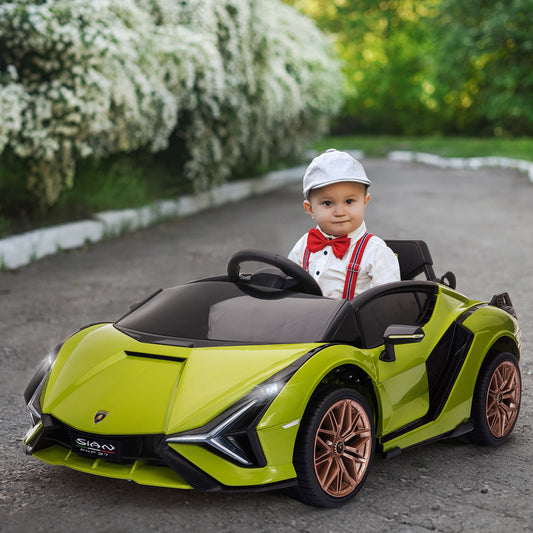 Kids Electric Ride On Car Lamborghini SIAN Toy with Parental Remote Control Lights MP3 for 3-5 Years Old Green 12V Battery-powered