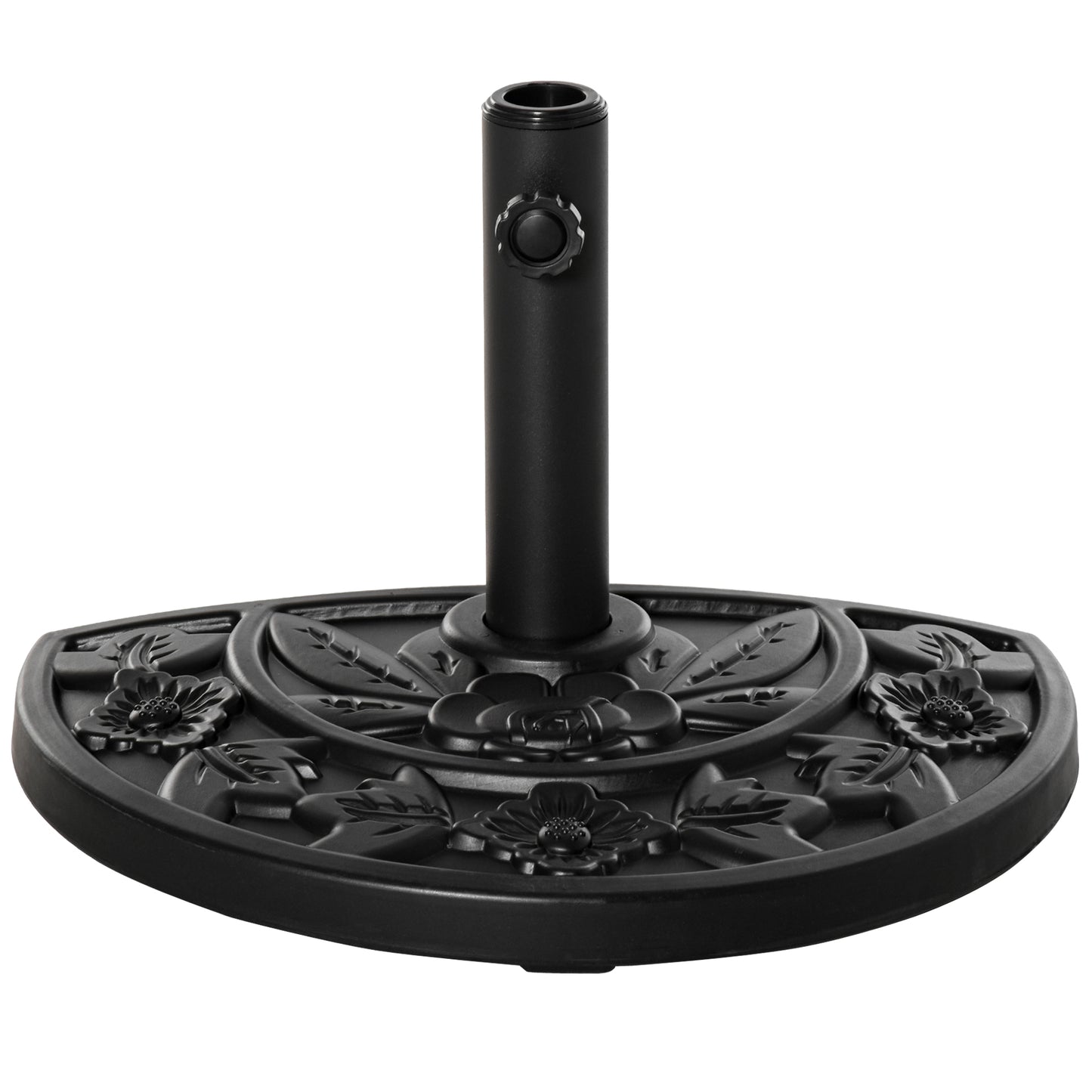 Outsunny Half Round Parasol Base Weighted Umbrella Holder Stand Balcony Black