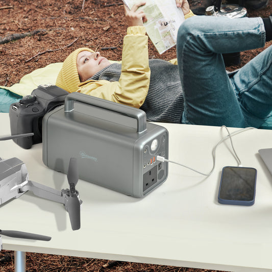 Outsunny Portable Power Station, 230.4Wh LiFePO4 Battery, Three Charging Modes Pure Sine-Wave Battery Backup with AC Outlets, AC/DC/USB/PD/Car Ports