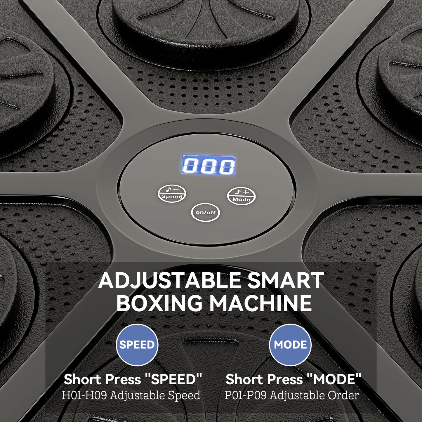 SPORTNOW Music Boxing Machine, Smart Bluetooth Boxing Machine Wall Mounted with 9 Speeds & Modes, LED Lights and Gloves, Punching Pad for Adults, Black