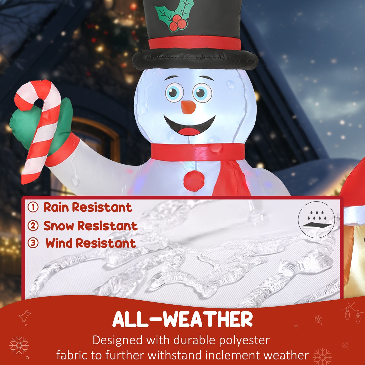 Outsunny 6FT Christmas Inflatables Snowman & Dog with Built-in LED Lights and Flashing Light, Blow Up Christmas Inflatable Decoration for Indoor Outdoor Decor, Garden