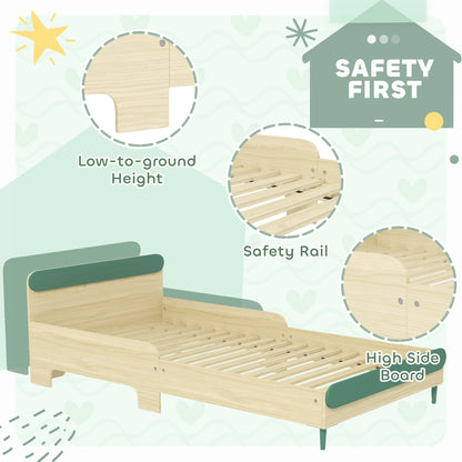 Toddler Bed with Safety Rail for Ages 3-10 Years, 195 x 103 x 60.5cm, Green