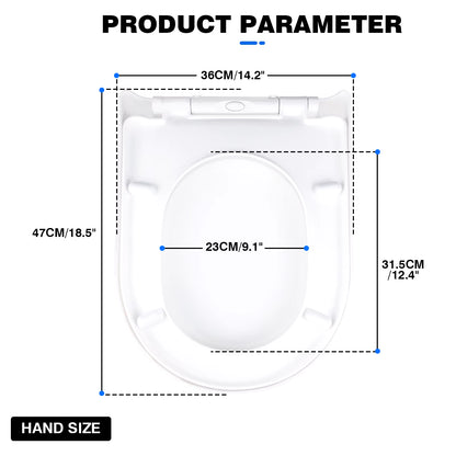 Soft Close White Toilet Seat With Quick Release, Sturdy Duro Plastic Anti-Bacterial Toilet Lid WC Seat