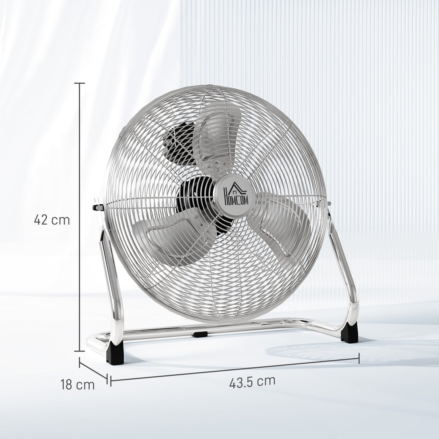 Metal Floor Fan with 3 Speeds & 120° Adjustable Tilt - Silver Tone