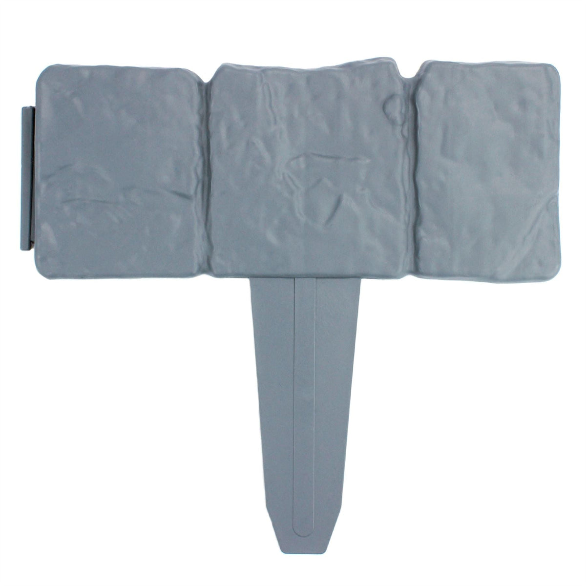 Pukkr Grey Stone Effect Lawn Edging Pack of 20 | Interlocking ABS Plastic | 24x10cm Per Panel | 13cm Stake | Push-In No Tools | Weed Barrier | Flower Bed Border Patio | 2-Year Warranty