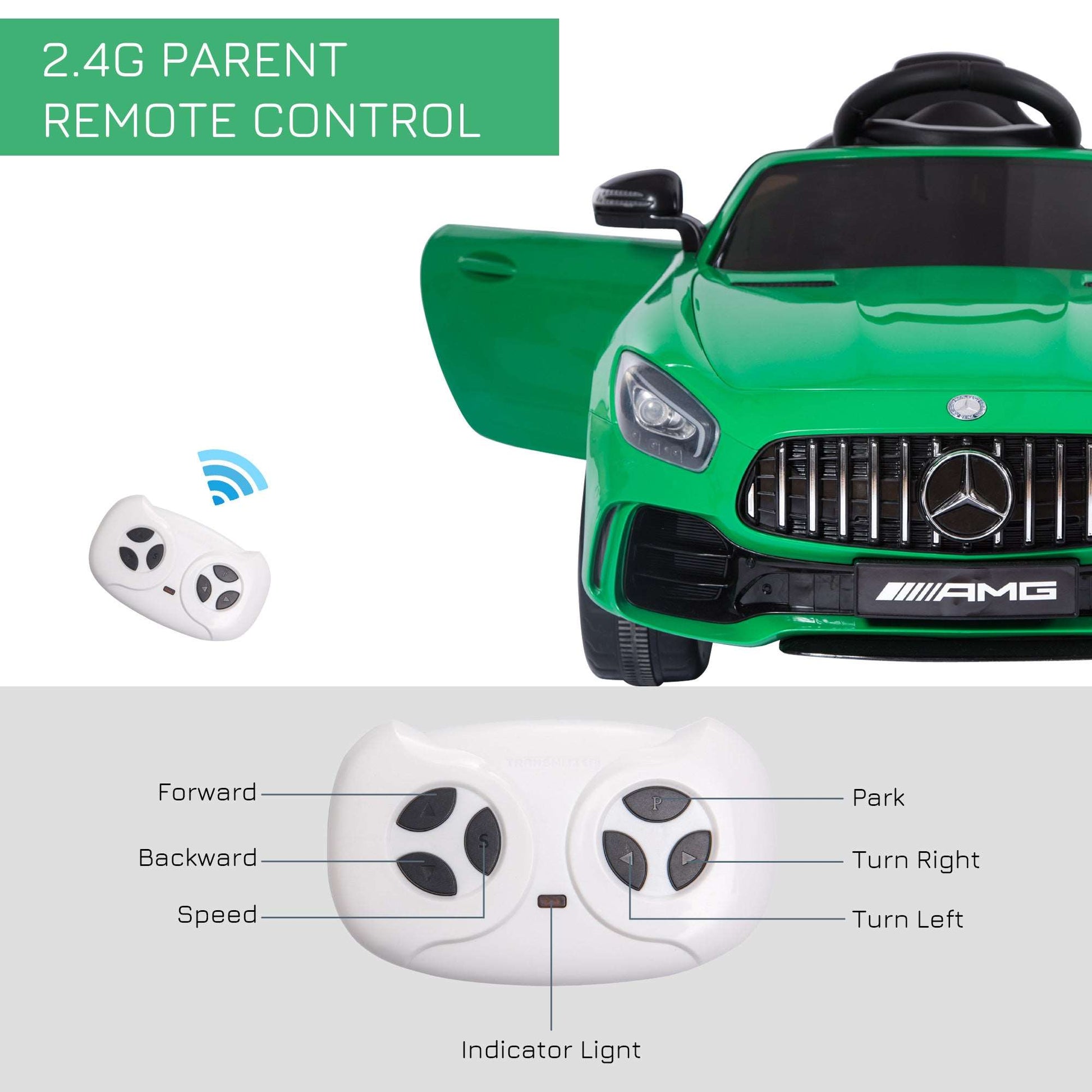 12 Volt Battery-powered 2 Motors Kids Electric Ride On Car GTR Toy with Parental Remote Control Music Lights MP3 for 3-5 Years Old Green