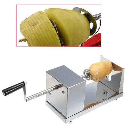 Stainless Steel Spiral Potato Potato Chips Maker Cutter Fruit Slice Kitchen Home Hand-Cranked Clipping Apple Slicer
