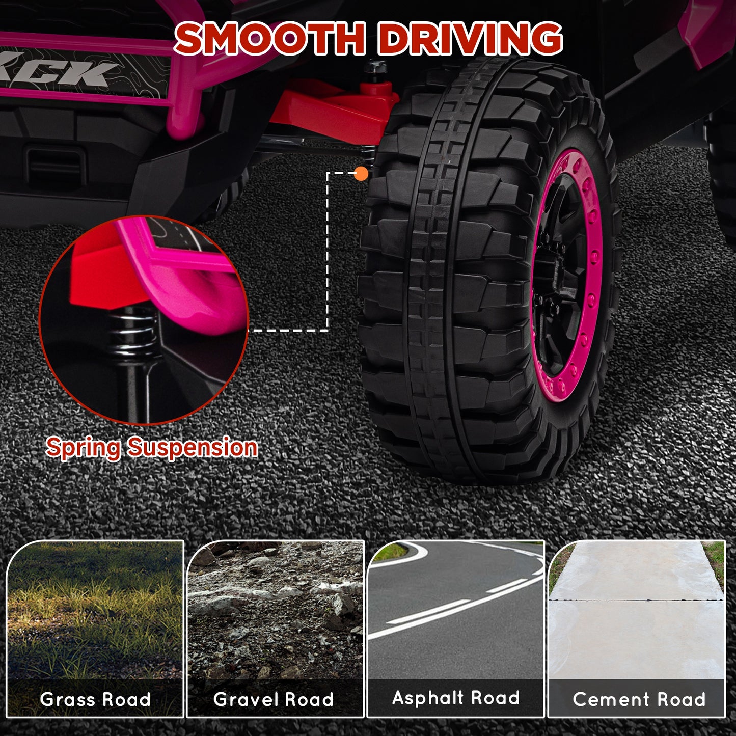 AIYAPLAY 2 Seater 24V 7AH Ride on Truck, Battery Powered Electric Ride On Car w/ Remote, Suspension, 3 Speeds - Pink / White