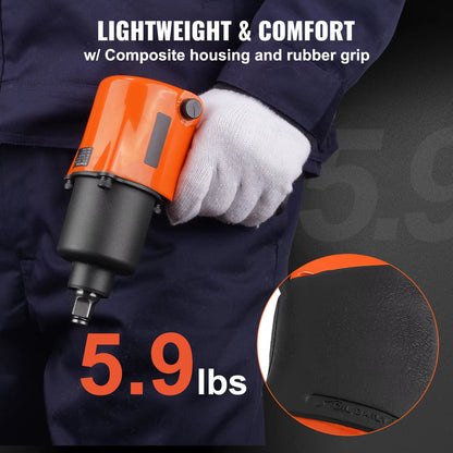 Air Impact Wrench 1/2" Square Drive Air Impact Driver Gun up to 880Ft-Lbs Nut-Busting Torque 7500RPM Lightweight Pneumatic Tool