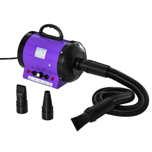 PawHut 2800W Dog Pet Grooming Hairdryer Heater With Three Nozzles - Purple / Black