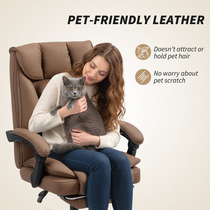 155° Reclining Faux Leather Swivel Office Chair - Brown