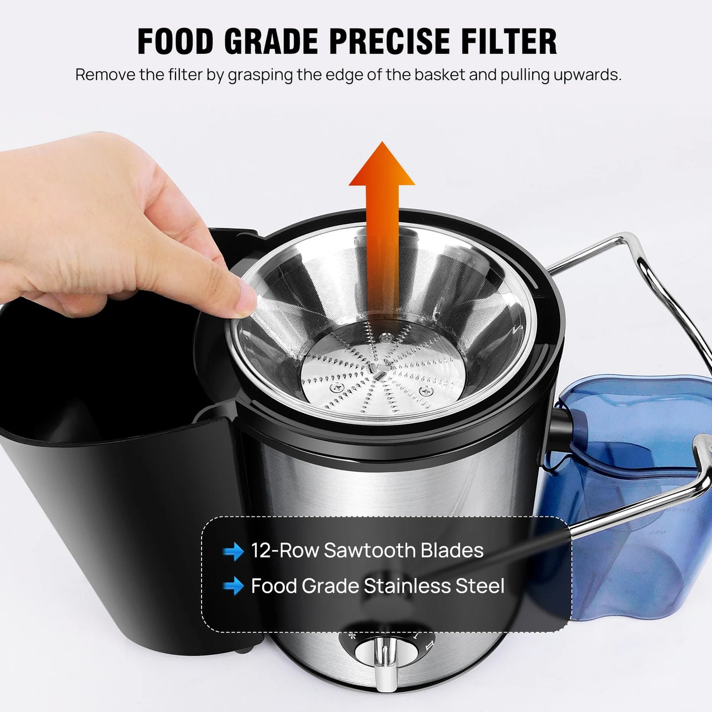 900W Juicer, Centrifugal Juicer Machines Whole Fruit and Vegetable, 65Mm Wide Mouth Juicer Extractor with 2 Speed, 500Ml