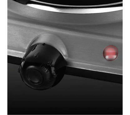 Russell Hobbs 15199 Mini Hob | 2-Plate Tabletop Hob | 1500W & 750W Independent Plates | Variable Heat Control | Neon Indicator | Stainless Steel | Portable Camping Holiday