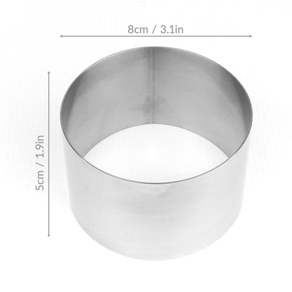 Maison & White 8-Piece Stainless Steel Cooking & Dessert Rings Set | 6 Rings 8cm x 5cm | Food Press & Spatula | Dishwasher Fridge Freezer Safe | Risotto Cheesecake Mousse | Portion Control | 2-Year Warranty