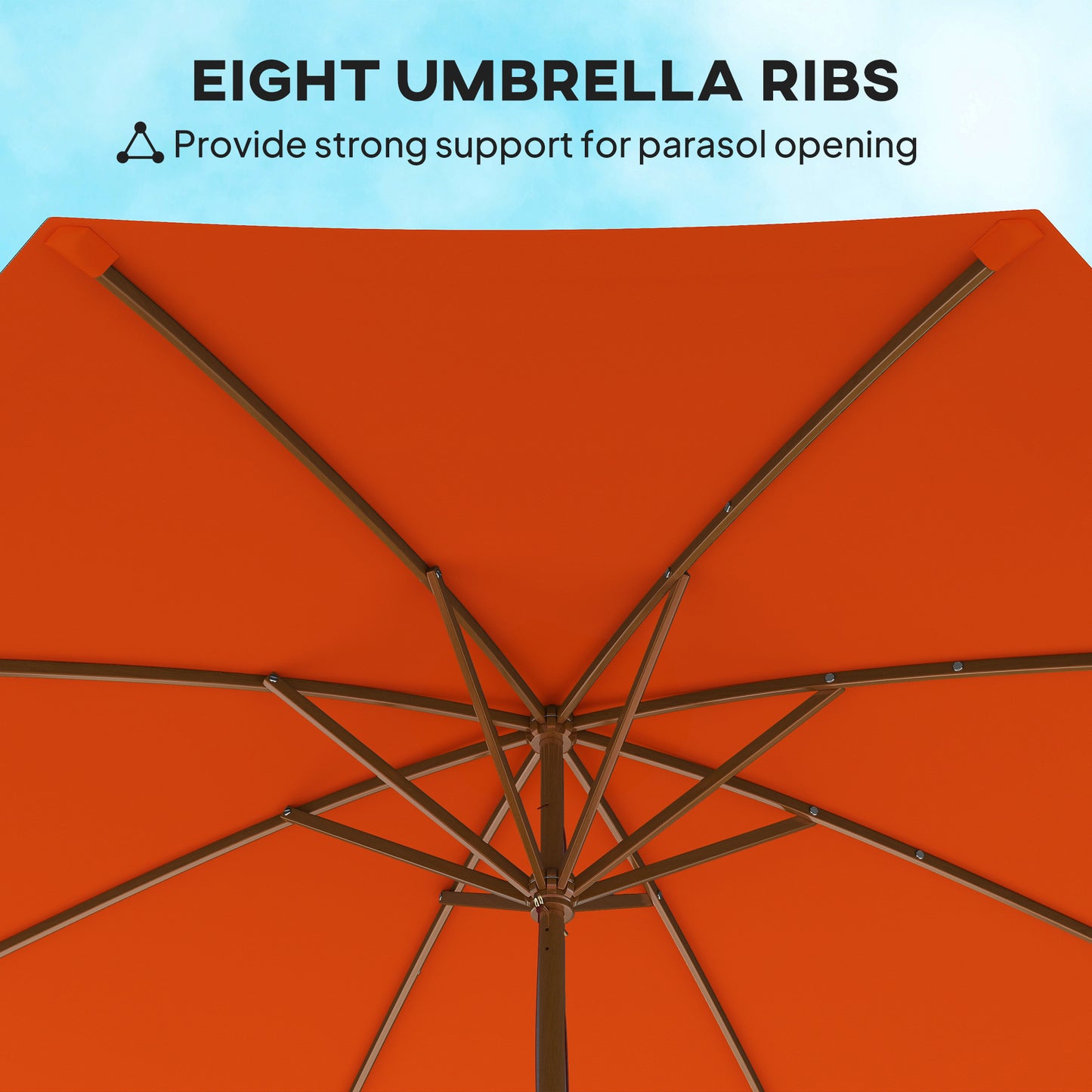 Outsunny 3(m) Wooden Patio Umbrella - Orange