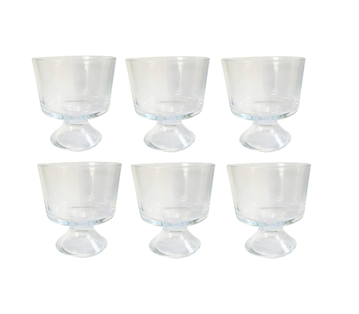 Maison & White Mini Glass Serving Bowls | Set of 6 × 300ml | Handmade Clear Footed Dessert Dishes | Trifle, Ice Cream & Fruit | Dishwasher Safe