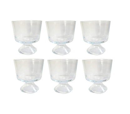 Maison & White Mini Glass Serving Bowls | Set of 6 × 300ml | Handmade Clear Footed Dessert Dishes | Trifle, Ice Cream & Fruit | Dishwasher Safe