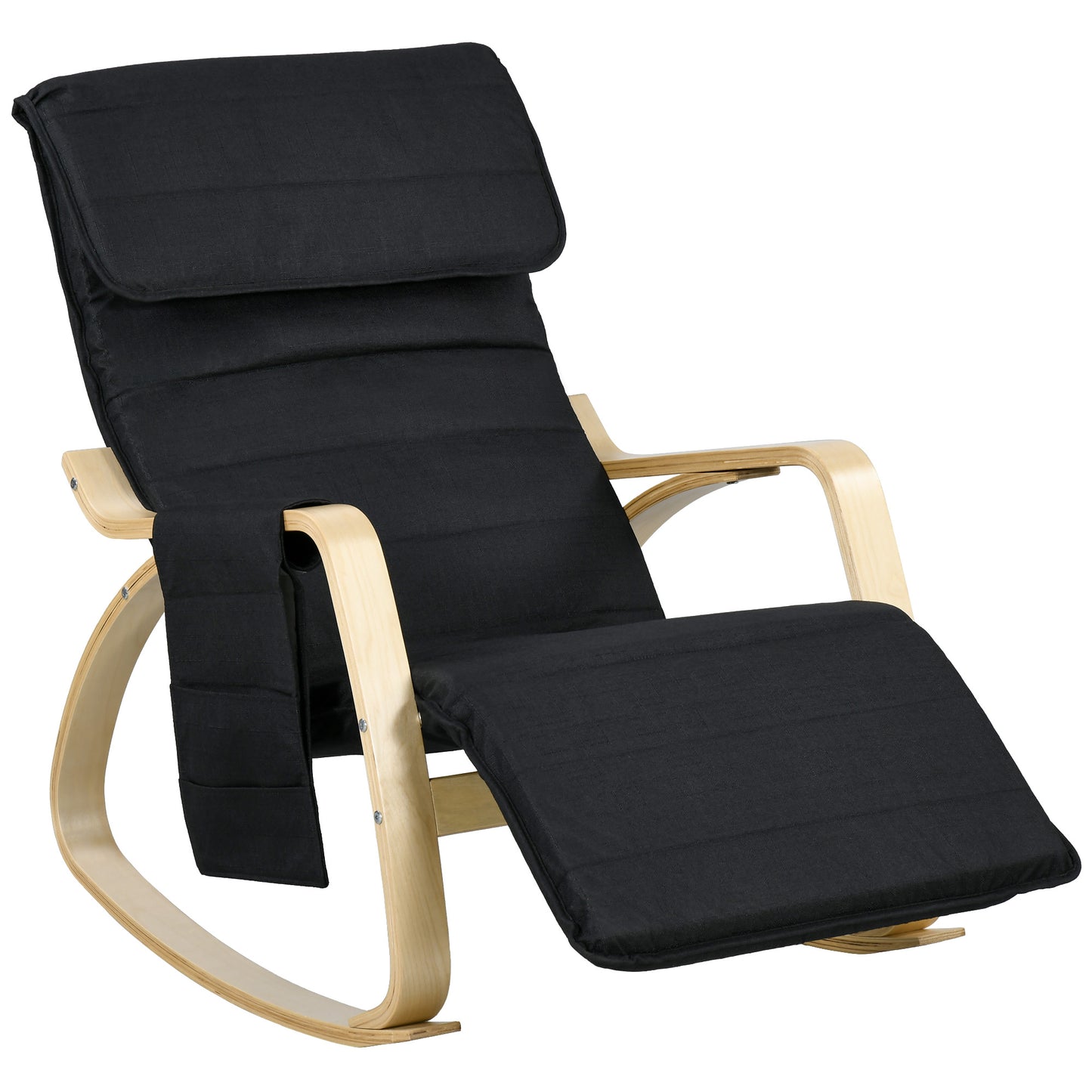 Rocking Lounge Chair Recliner Relaxation Lounging Relaxing Seat with Adjustable Footrest, Side Pocket and Pillow