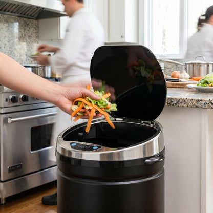 42L Sensor Bin | Automatic Hand-Wave Opening | Soft-Close Lid | Fingerprint-Resistant Stainless Steel | Black