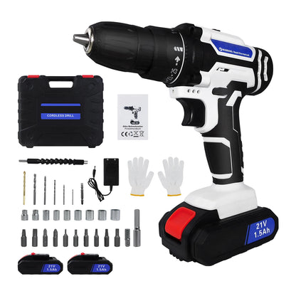 Dayplus 21V Cordless Drill Driver, Electric Drill Screwdriver with 1500Mah Battery, 45NM 2-Speed Combi Drill 25+1 Torque Setting