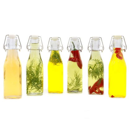 Maison & White Clip Top Glass Bottles | Set of 6 | 250ml Each | Clear Swing Top Kitchen & Drinks Bottles | Dishwasher Safe