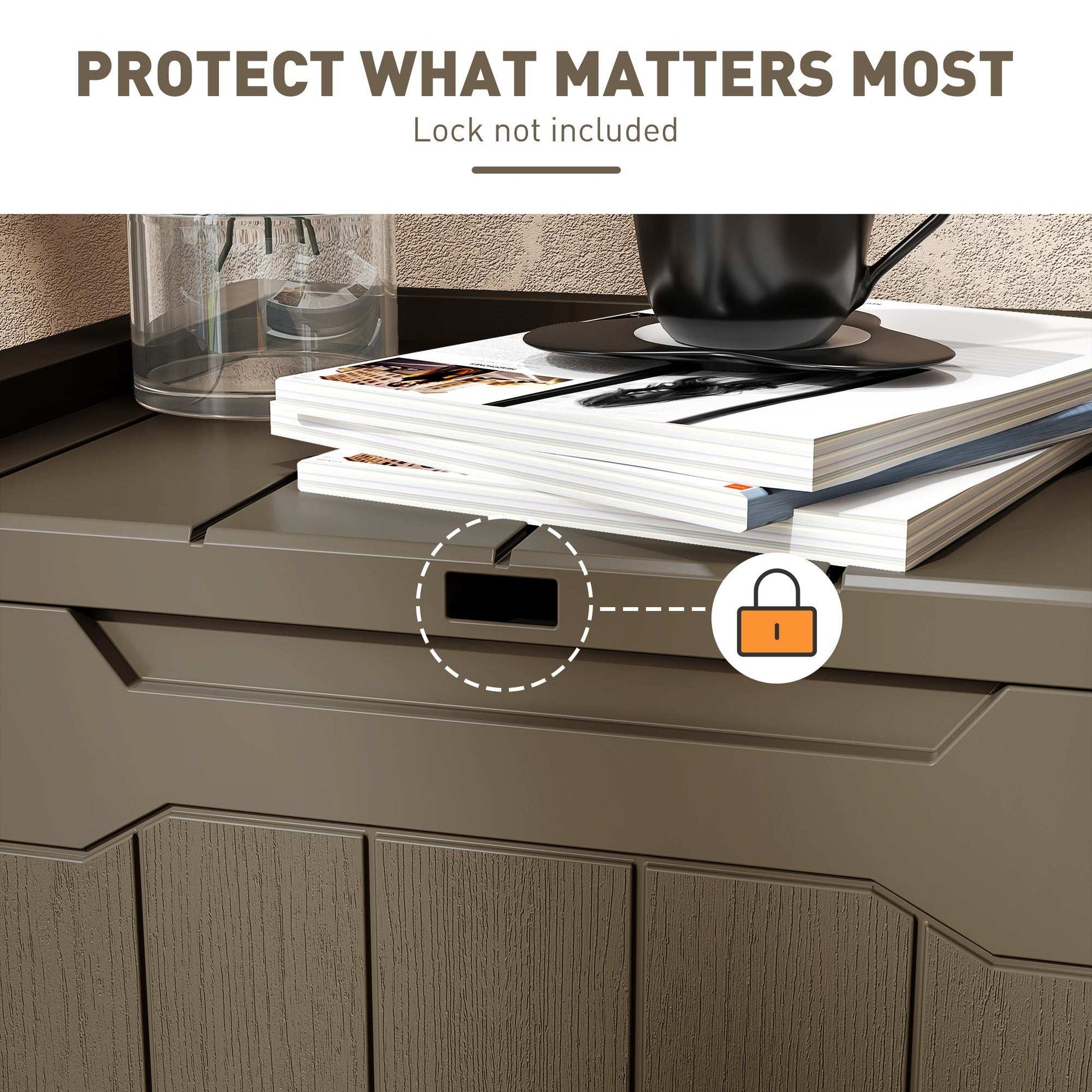 107 Litre Plastic Storage Chest with Lid - Dark Brown