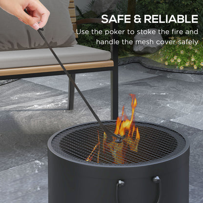 Smokeless Fire Pit, 38cm Portable Wood Burning Firepit with Spark Screen, Low Smoke Camping Bonfire Stove for Garden Patio Picnic, Dark Grey