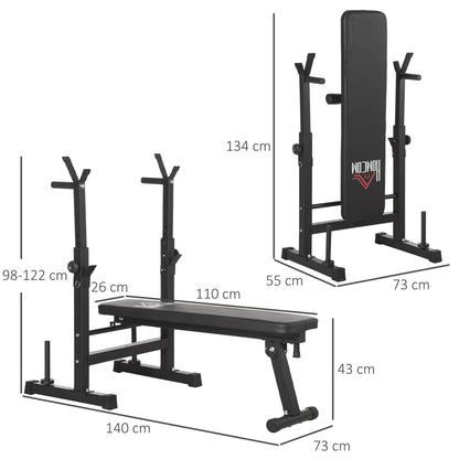 Adjustable Weight Bench Foldable Bench Press, with Barbell Rack, Black