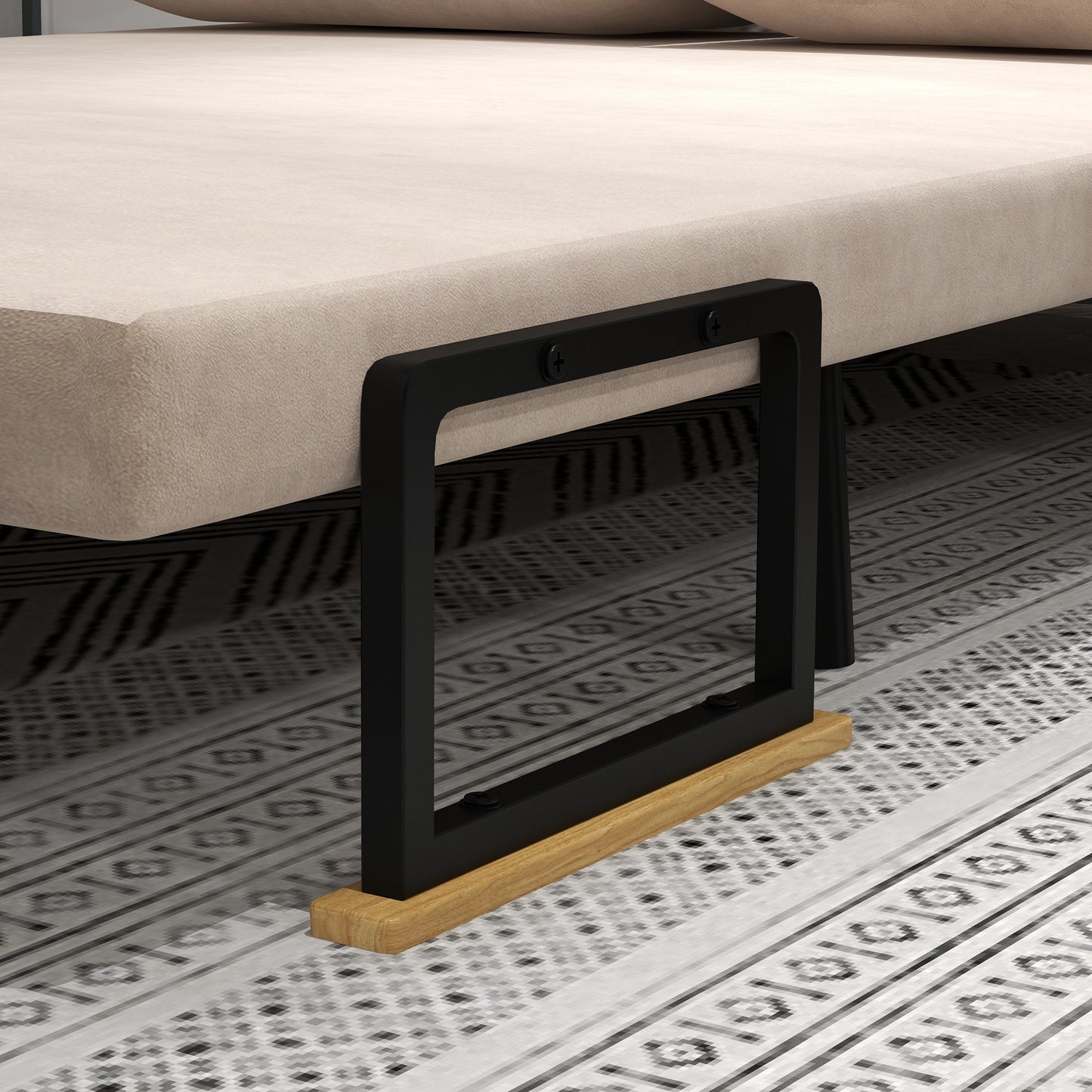 Click Clack Sofa Bed, Convertible 2 Seater Sofa Couch with 2 Cushions, for Living Room, Bedroom, Beige