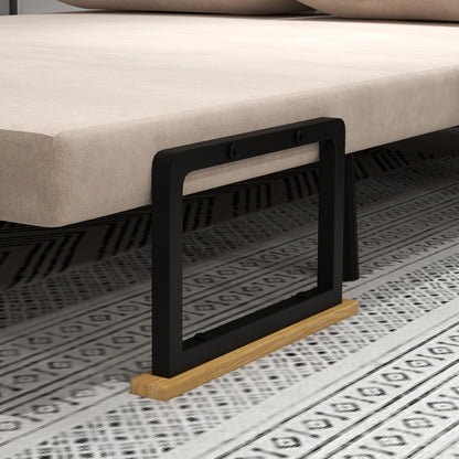 Click Clack Sofa Bed, Convertible 2 Seater Sofa Couch with 2 Cushions, for Living Room, Bedroom, Beige