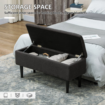 47L Teddy Fleece Storage Ottoman - Dark Grey