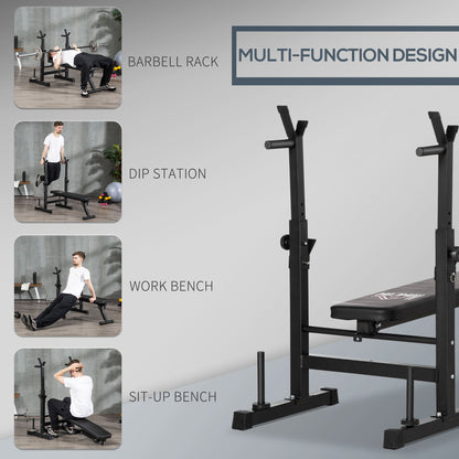 Adjustable Weight Bench Foldable Bench Press, with Barbell Rack, Black