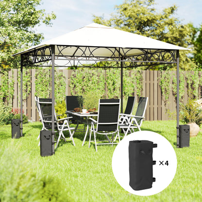 Set of 4 Heavy Duty Gazebo Weight Bags | 500D PVC | 25L Water / 31kg Sand Capacity | Wide Mouth | Adjustable Straps | Fits 25-70mm Legs | Foldable | Carry Handles | Black